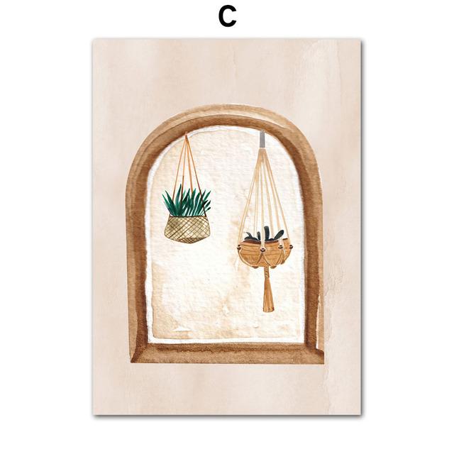 Современная скандинавская ваза Monstera в стиле бохо, подорожник, комнатное растение, настенная живопись на холсте, постеры и принты, фотографии для декора гостиной