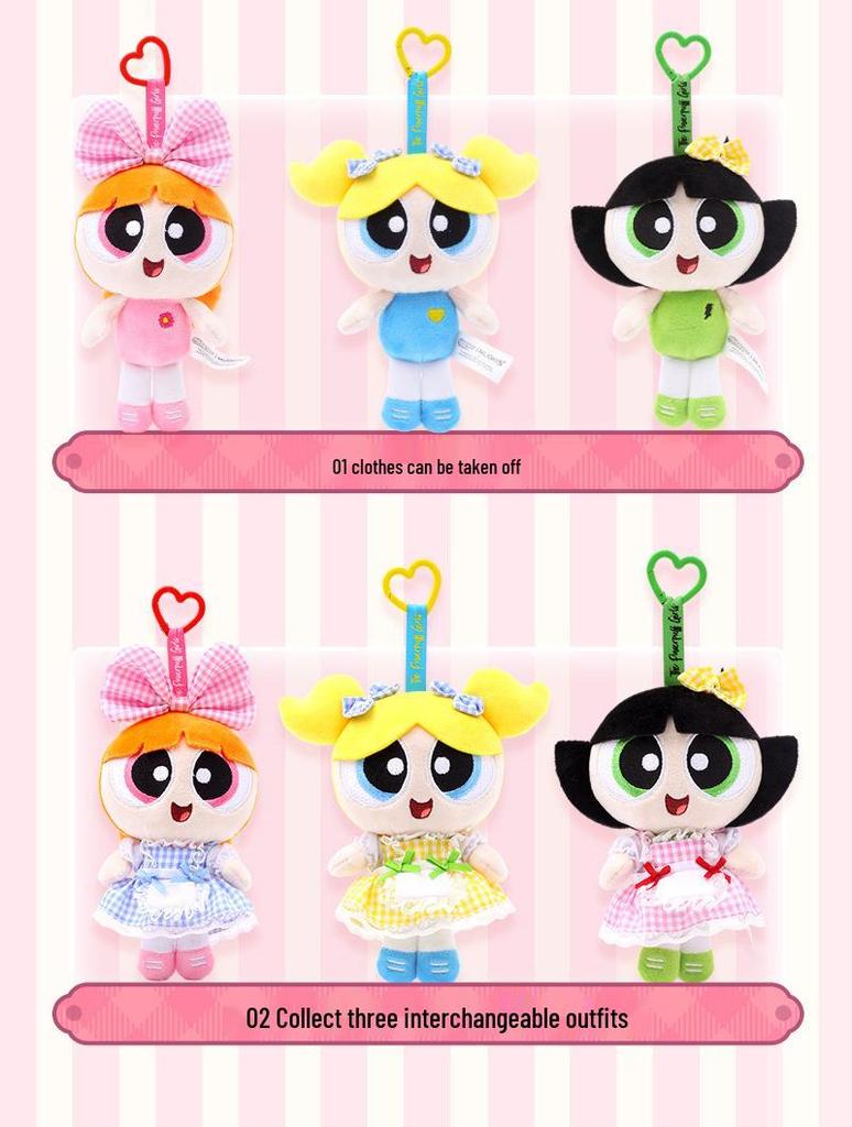 Authentic Powerpuff Girls Lolita Plush Keychain: Adorable Lolita Doll Bag Charm Gift