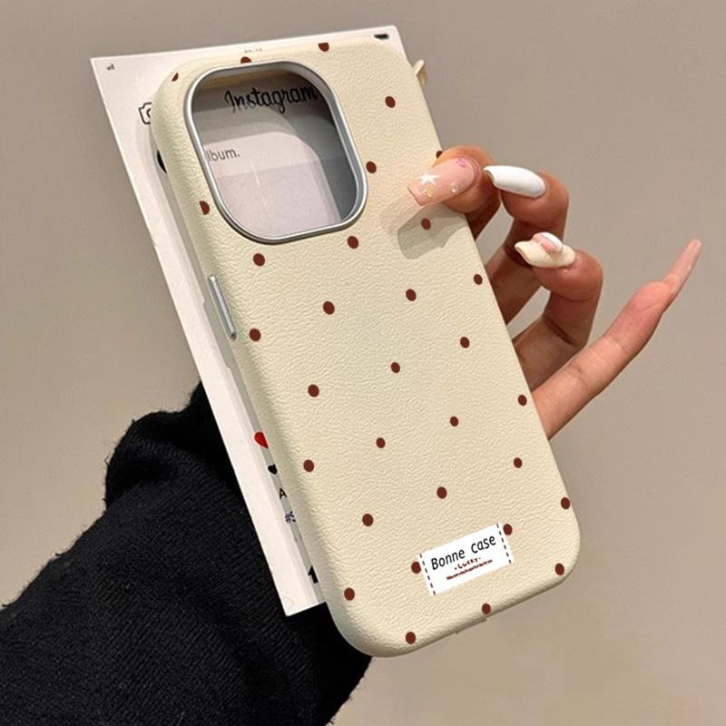 Простой белый горошек Кожаный матовый чехол для телефона для iPhone 17 Air 16 E 15 14 Plus 13 12 11 Pro Max XS Max Защитная крышка для объектива