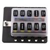 PC Terminal Block Type, 1 In 10 Out Fuse Boxes for Cars, RVs, and Ships, with LED Lights, 12-32V