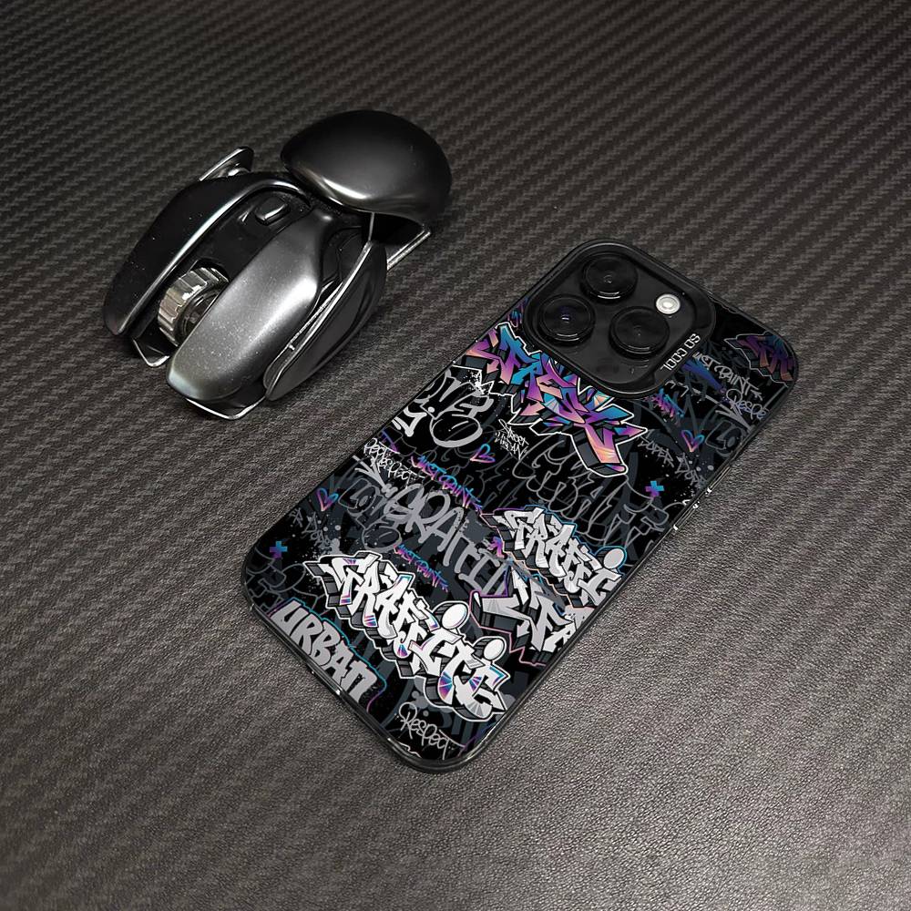 Крутой Черный Граффити Цветной Чехол Для Телефона Подходит Для IPhone 12 11 13 14 15 16 17 Max Pro Plus