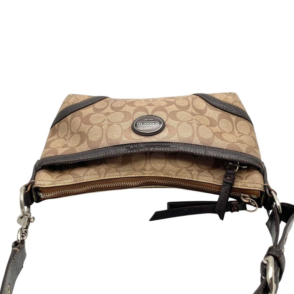 Used COACH Shoulder Bag Heritage Signature Heritage Signature Shoulder BagShoulder Bag light brown/Brown PVC coated canvas/leather Women