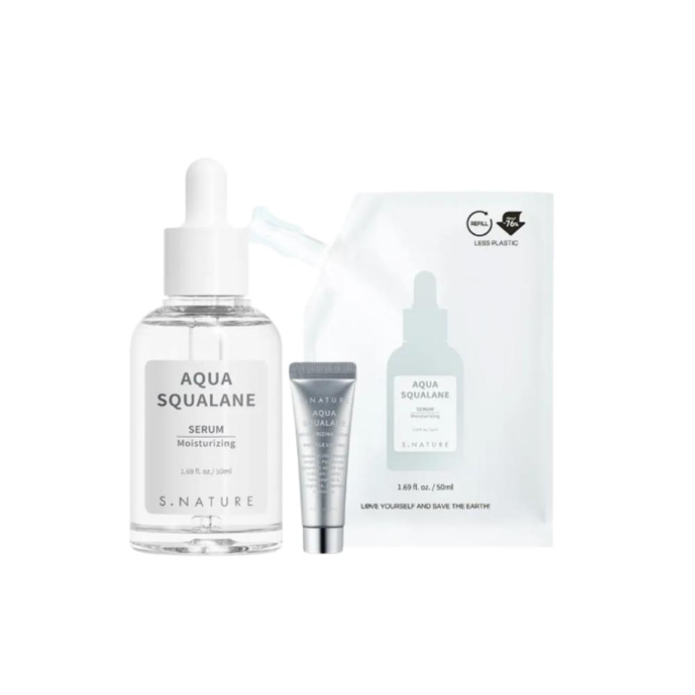 S.NATURE Aqua Squalane Hydrating Serum Moisture Barrier Care 50ml + Refill 50ml (+Cream 10ml Gift)