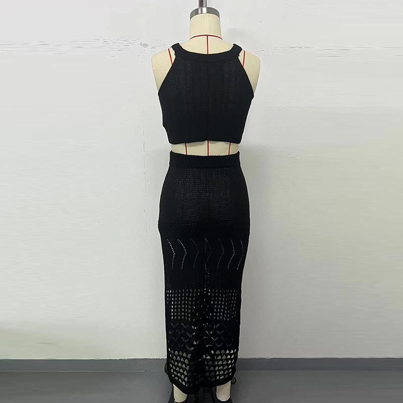 2024 Женская облегающая пляжная юбка средней длины с разрезом и накидка на бикини