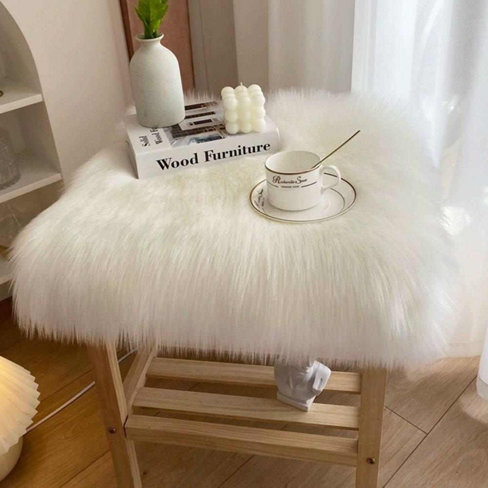 45*45cm Display Dressing Table Mat Fluffy Shaggy Fur Rugs Sofa Pillow Cushion Seat Cushion Pad