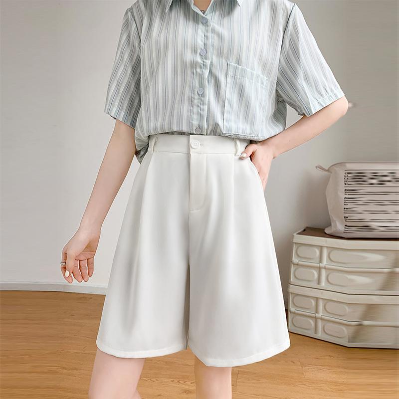 Костюм Шорты Женщины Эластичный Талия Свободные Япония Повседневная Мода Опрятный Стиль Тонкие Прямые