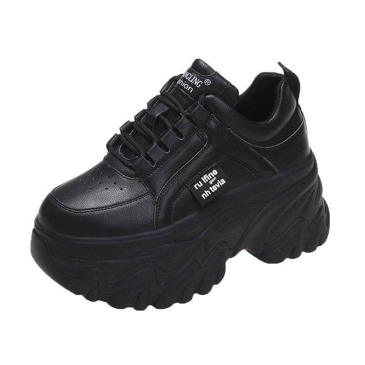 White Black Chunky Sneakers Women Spring Autumn Thick Bottom Dad Shoes Women Fashion PU Leather Platform Sneakers Ladies