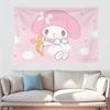 Семейка Sanrio 25 Розовое сердце с принтом Гобелен Каваи Аниме Декор стен Милый персонаж Sanrio Фон для вечеринки Игривый персонаж Де