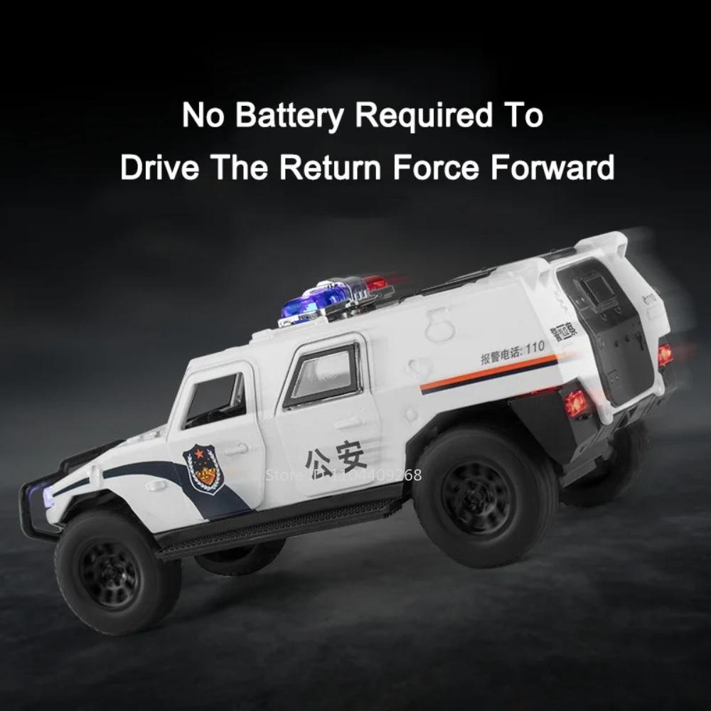 1:32 DongFeng MengShi Honda Accord Police Car Model Toy Metal Diecast Pull Back Doors Opend Vehicles Models Boys Holiday Gifts ED4