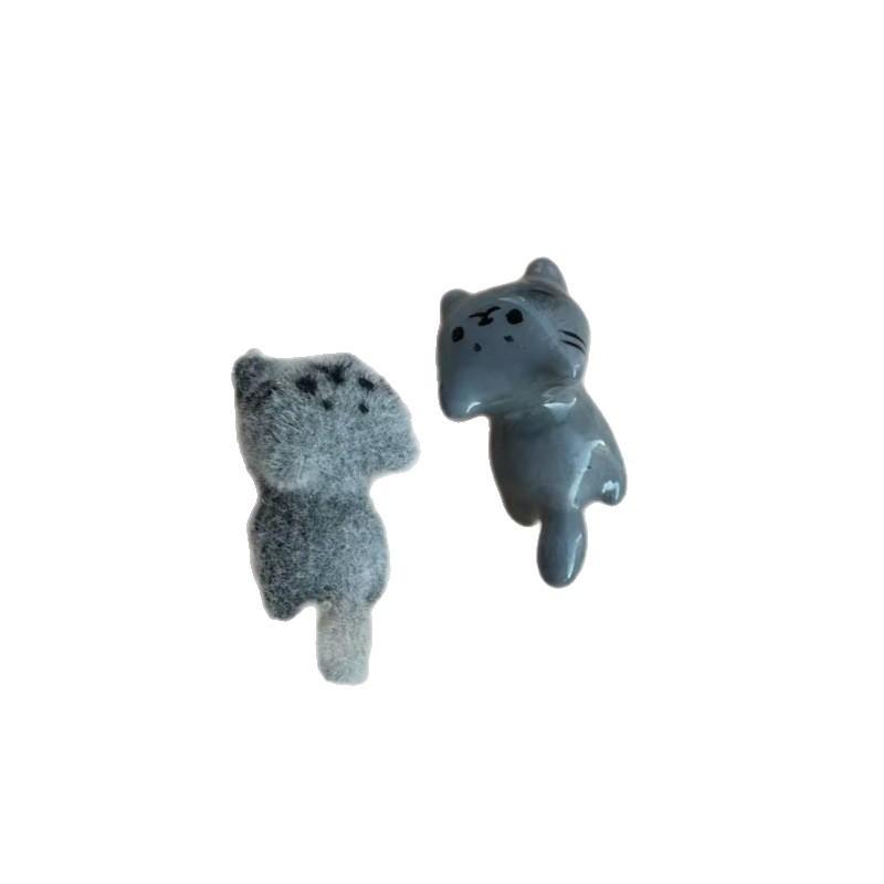 Flocked Blue Cat Earrings Cute Velvet Kitten Studs Adorable Animal Jewelry Lightweight Gift for Cat Lovers