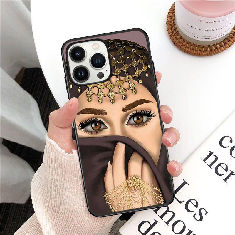 Hijab Girl Muslim Islamic Gril Eyes Arabic Phone Cover For Iphone 14pro 11pro 12 13pro Max 5s 6s Xs 7 8plus SE Xr 12mini Coque