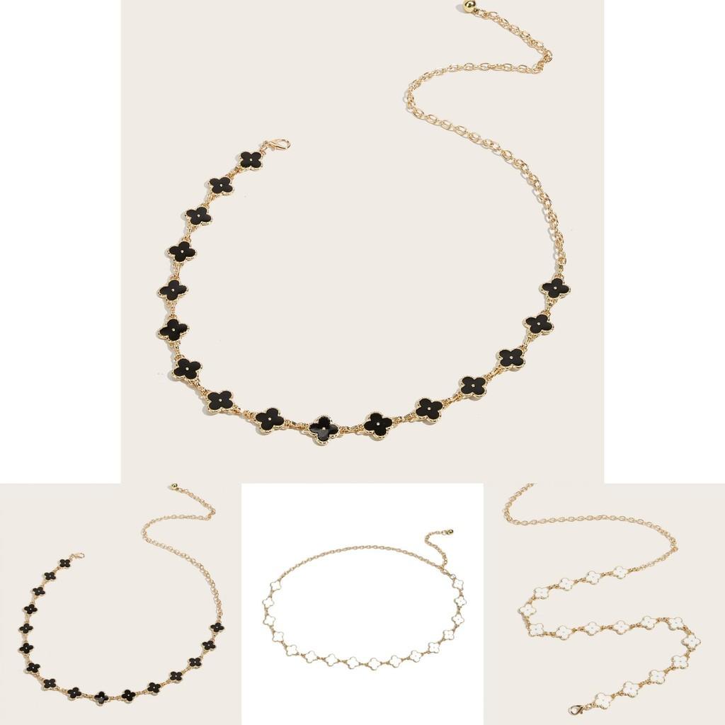 Металлическая поясная цепочка «Четырехлистный клевер» с застежкой-крючком для платья и юбки