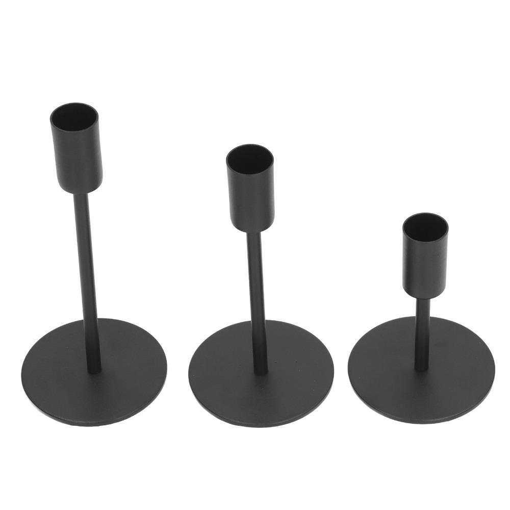 3pcs 3 Heights Metal Taper Candle Holders Black Taper Candle Holder Set Home Decor