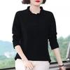 Long-sleeved Top Spring and Autumn T-shirt for Women's Fungus Collar Middle-aged Mother Loose Large-size Stand Collar New Fashionable Base Shirt