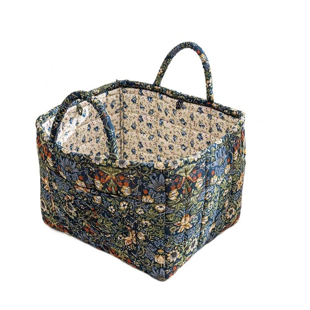 Elegant Pastoral Style Fabric Storage Basket Stackable Foldable Sundries Storage Organizer Washable Picnic Basket for Home