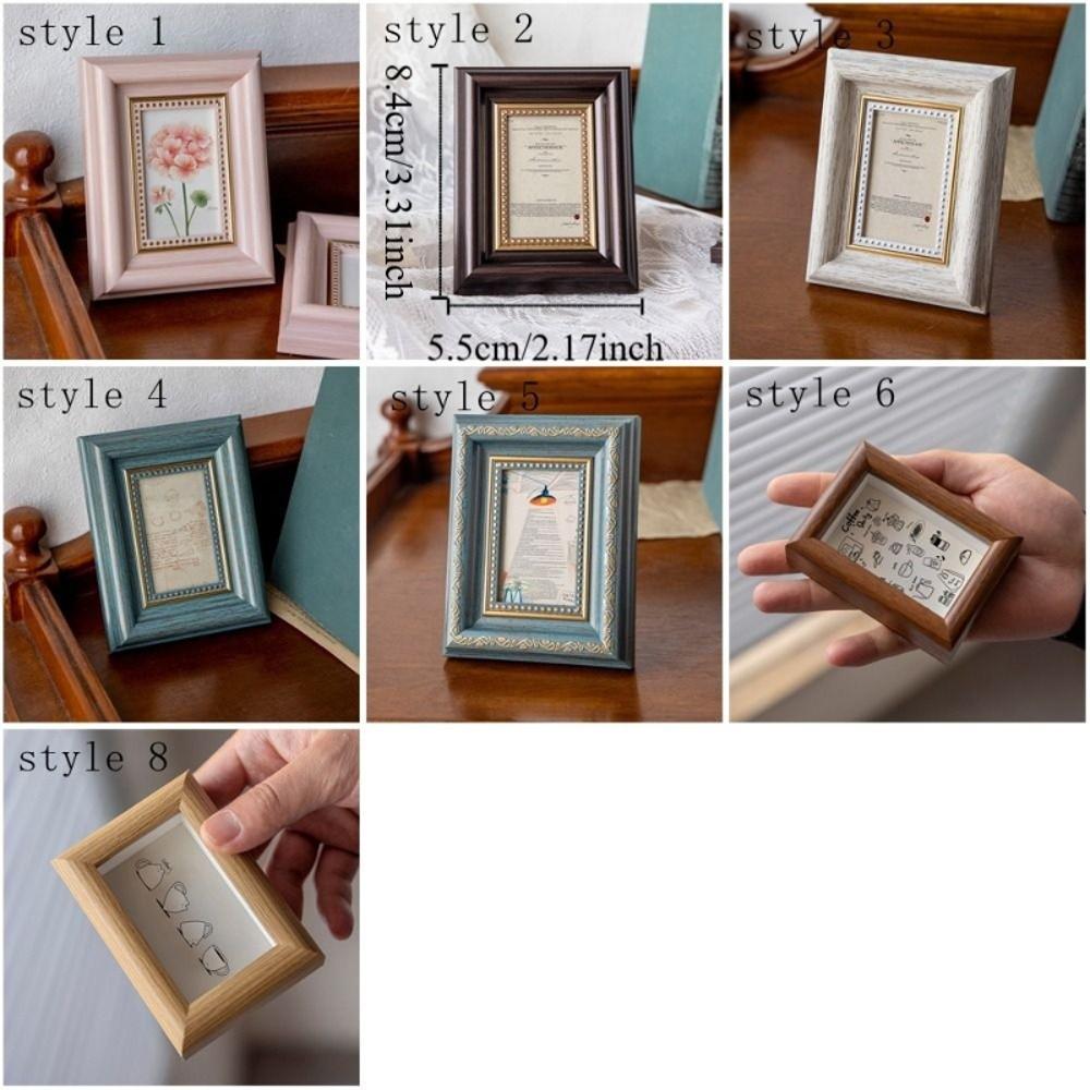 2PCS Mini Antique Picture Frames Rustic Photo Storage Frame Small Frame Desktop Photo Frame Bedroom