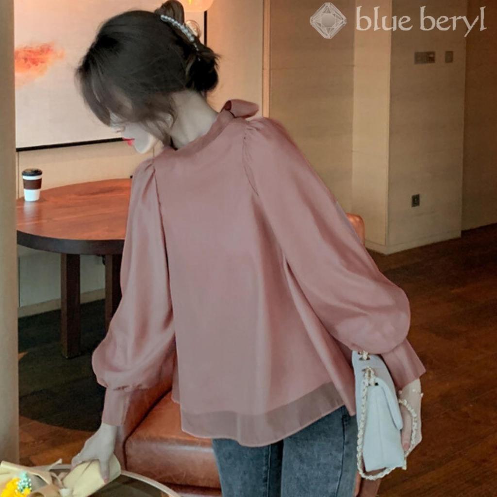 Задняя застежка-фонарик длинная закрытая пуговица легкая модная задняя часть платья блузка просторная весенняя шелковистая конструкция шелковистая милая для милой для машины длинные запонки стильные