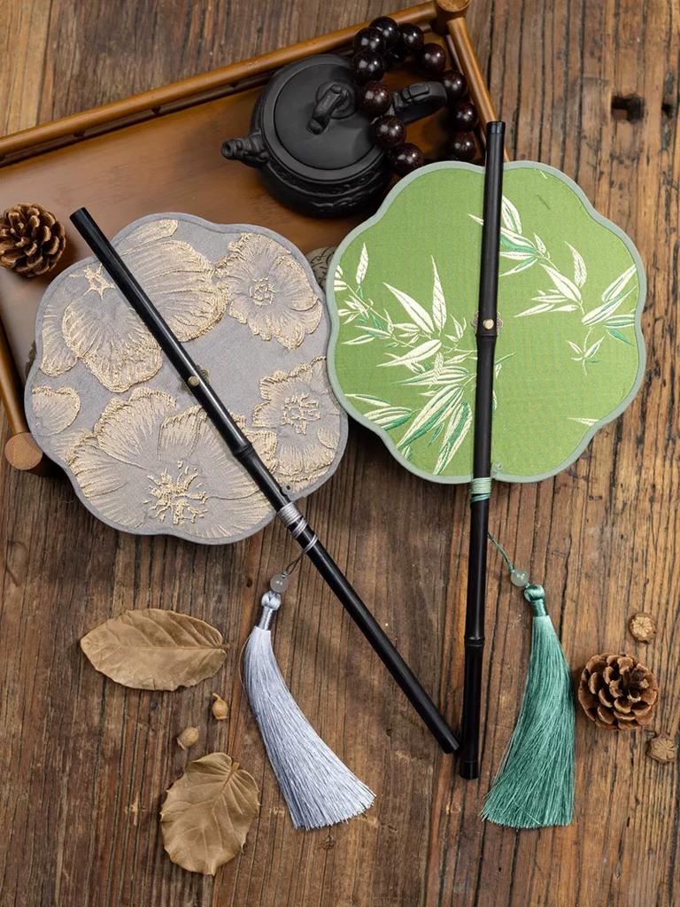 New Style Waist Fan, Classical Mini Fan, Special Dance Fan, Chinese Style Long-Handled Prop Fan, Foldable and Portable for Summer