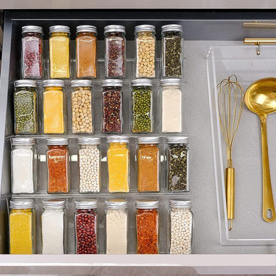 Органайзер для ящика для специй, 4-х уровневая ступенчатая полка для приправ, 4 упаковки, расширяемое кухонное хранилище