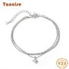 Танциз Стерлингового Серебра 925 пробы с Цирконом Браслет Ювелирные Изделия Геометрический Бисер Цепи Браслеты Мода Изящный Свадебный Подарок для Подруги Женщины