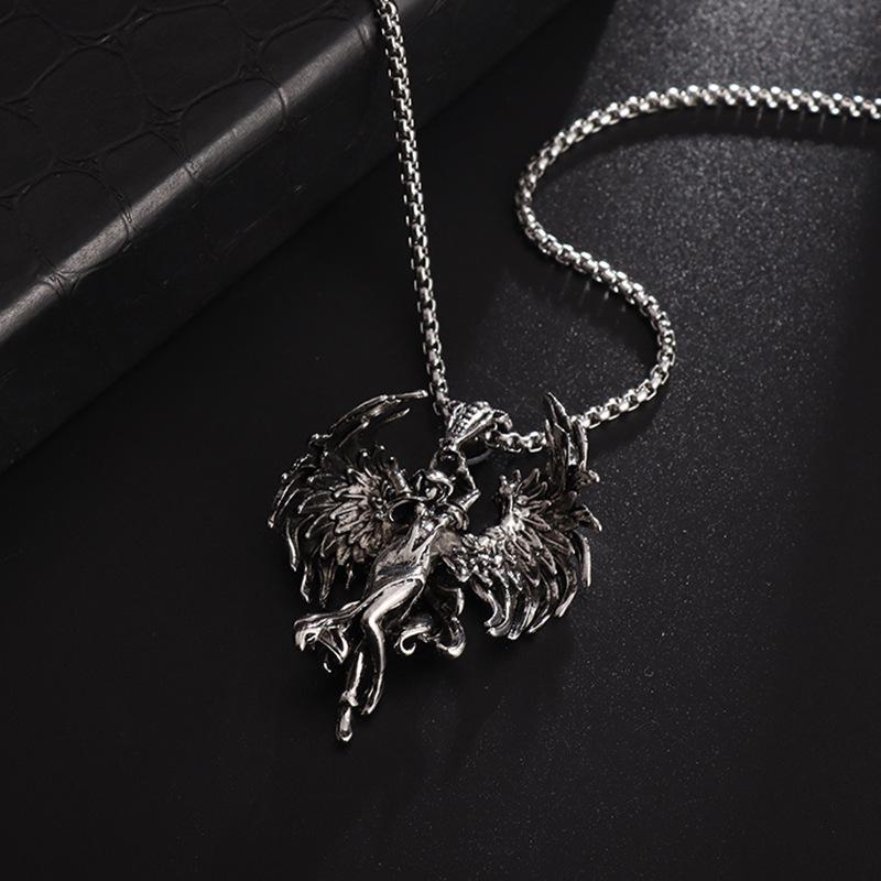 Pappas Vintage Silver Angel Wings Couple Necklace - Valentine's Gift for Men and Women AVE