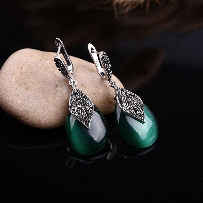 Vintage Women Jewelry Set Necklace Earring Ring Set Leaf Water Drop Necklace Earring Set Necklace Earring Ring Jewelry Sets Women Jewelry Sets
