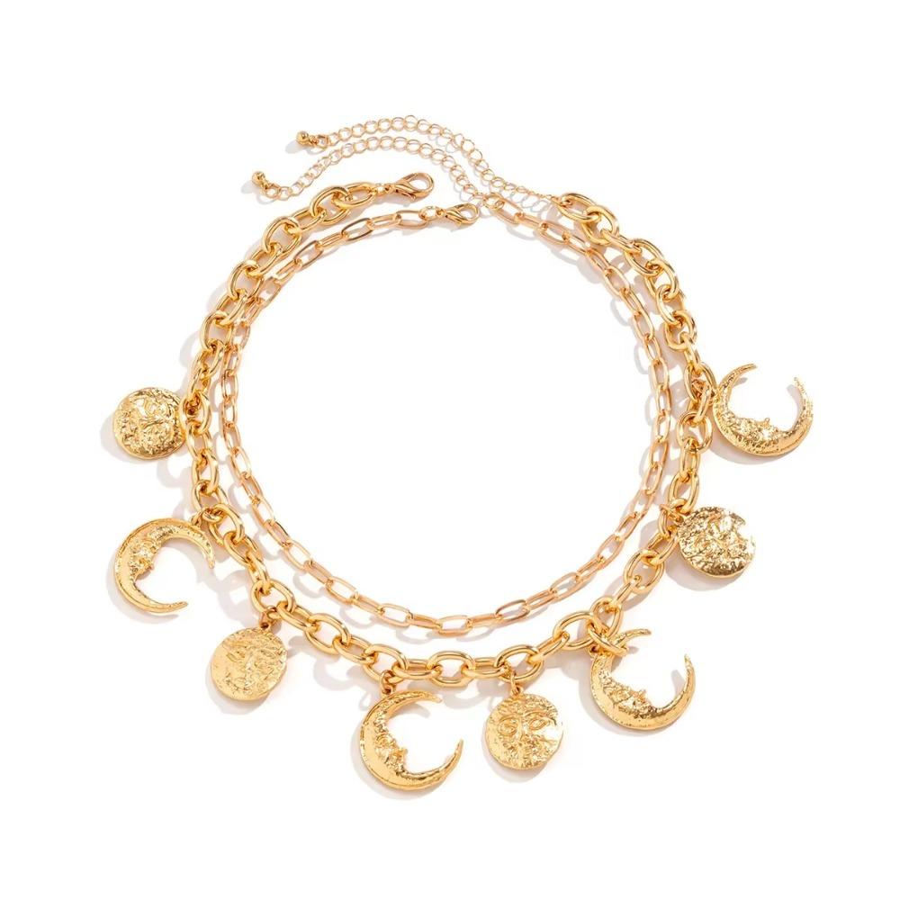 Geometry Metal Collarbone Chain Fashion Cowboy Cowgirl Choker Adjustable Multilayer Necklace Party