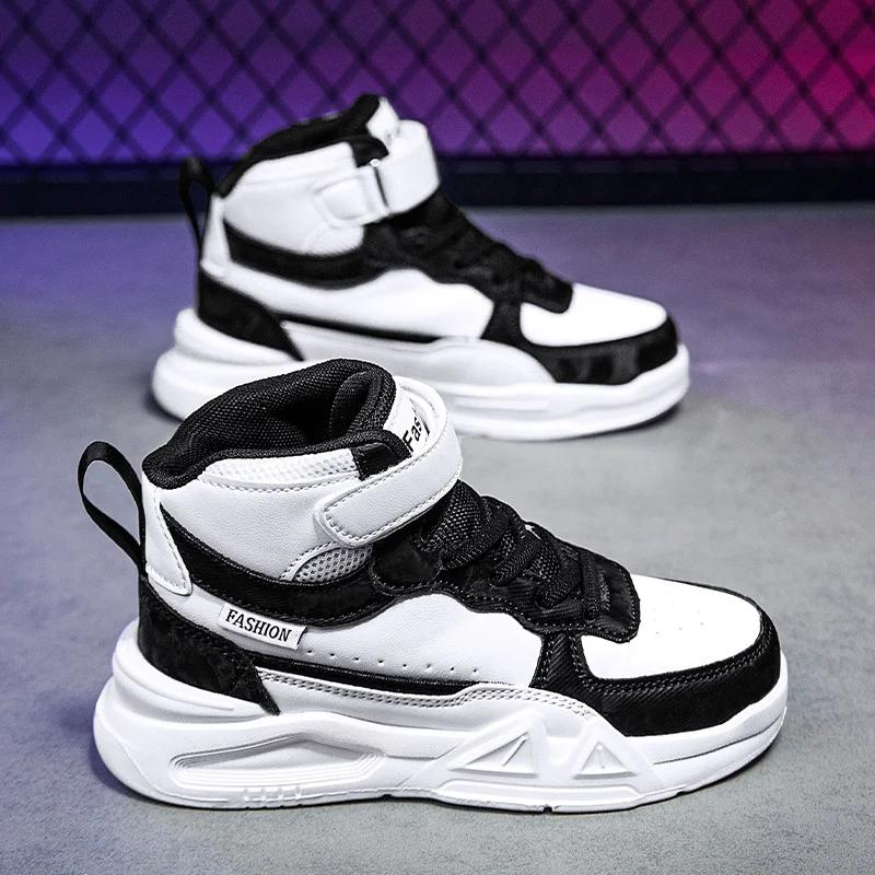 A new pair of girls sports shoes boys running shoes children small white school board  middle-top skateboard casual shoes l