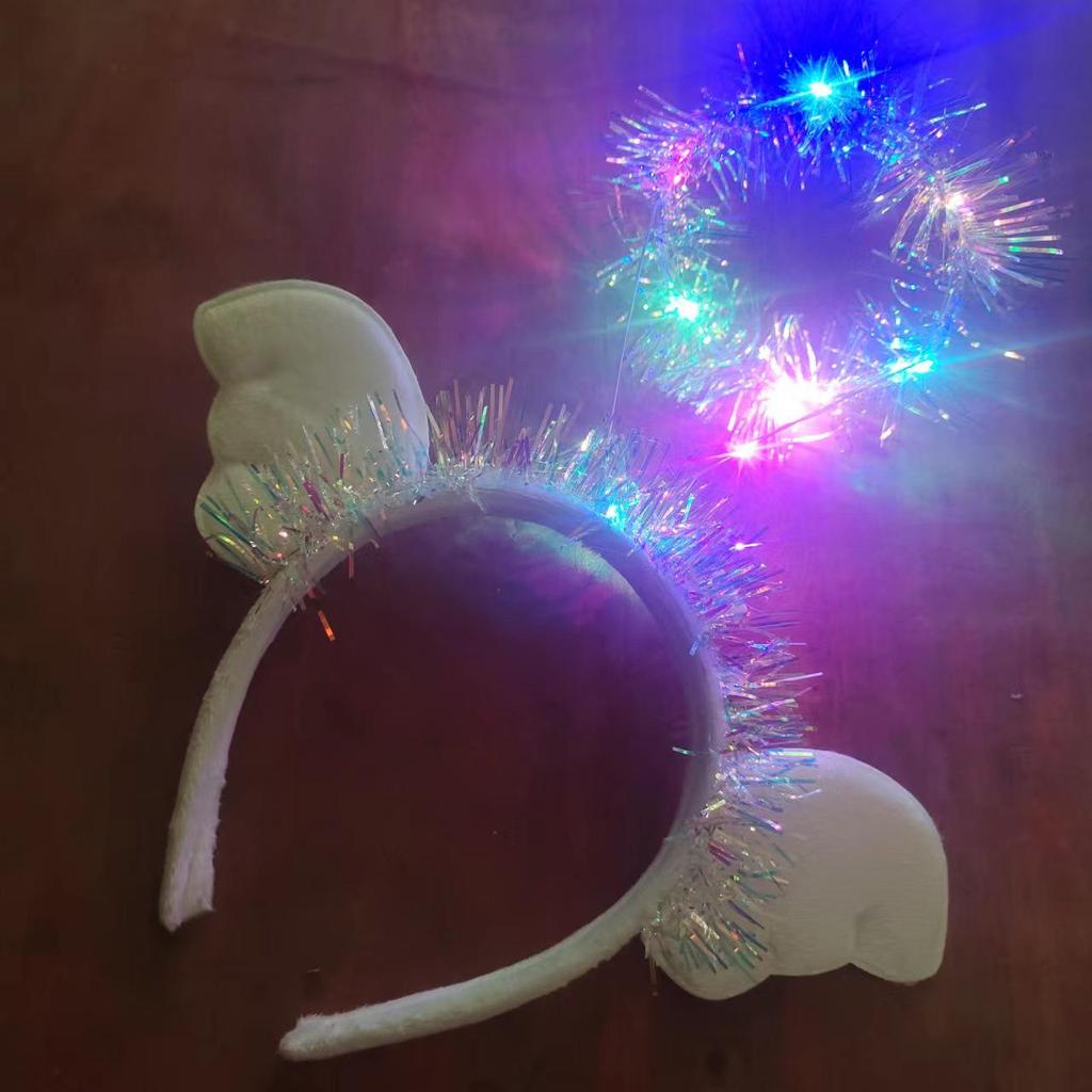 Angel Halo Glow Headband with Fairy Wings - Feather & Silk Christmas Hair Accessory