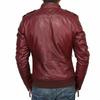 Zipper Jacket Biker Motorcycle Maroon Coat Men's Genuine Lambskin Real Leather