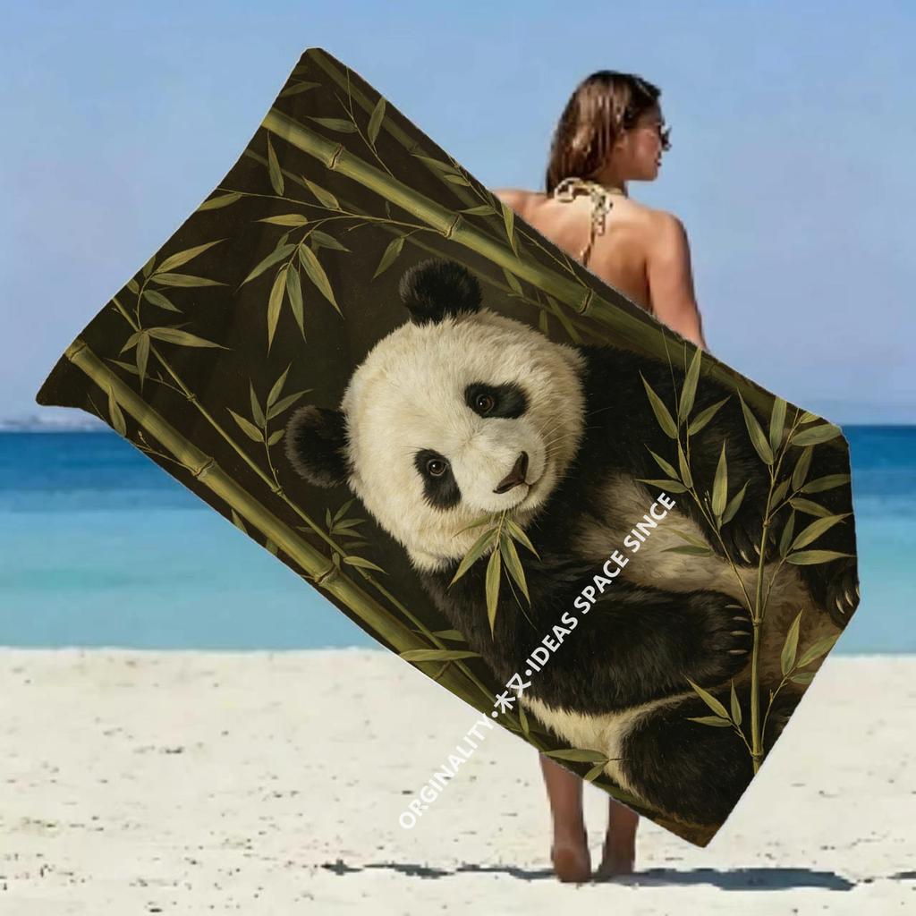 Giant Panda Bamboo Print Beach Towel Patterned Sunscreen And Windproof Suitable For Swimming Pool Camping Travel