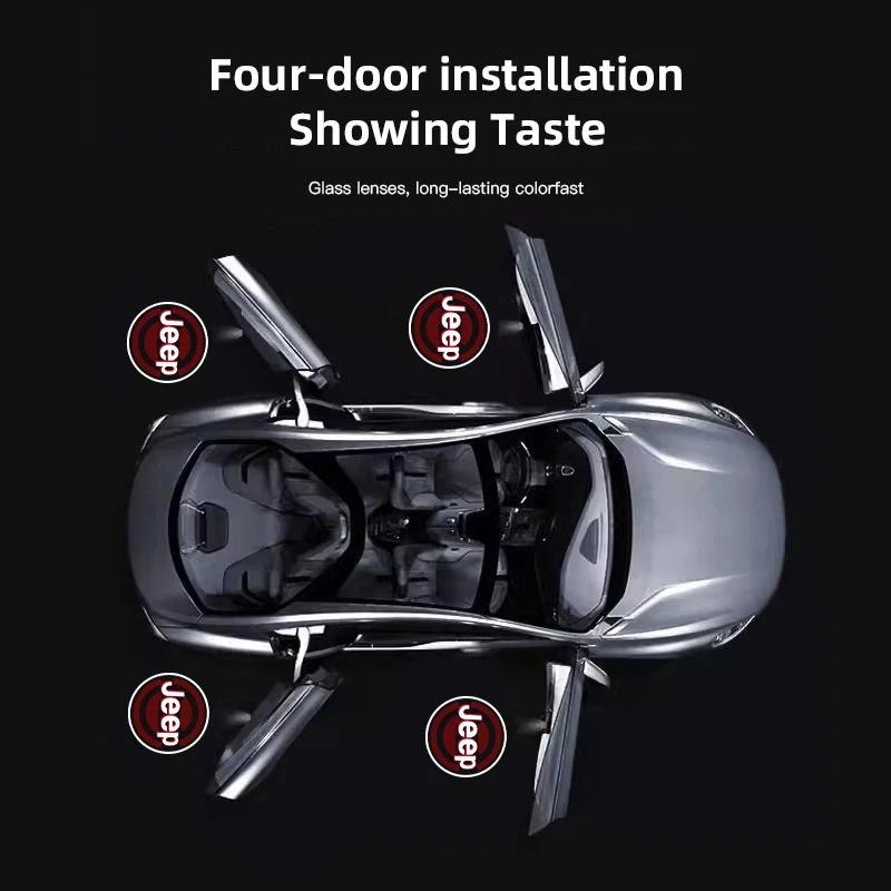 FJN1 Auto On/Off HD Car Door Welcome Projector Lamp for Jeep Renegade Wrangler JK JL Grand Cherokee Compass Auto Interior Accessories
