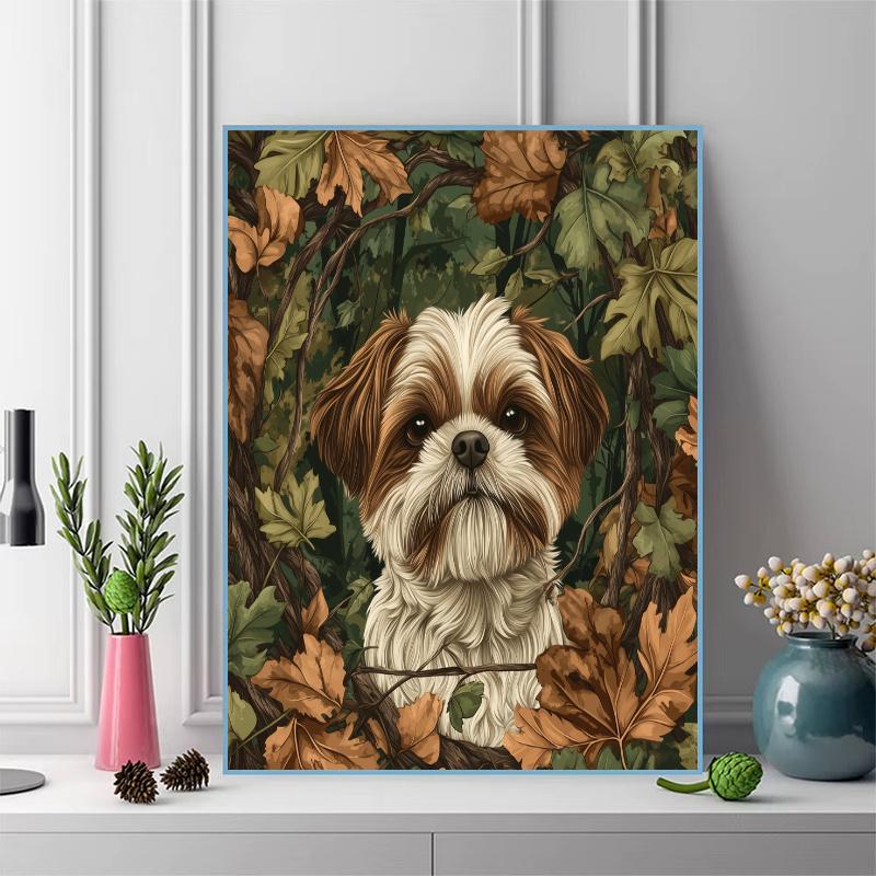 Vintage Shih Tzu Pattern 3pcs 100% Round Full Drill 5D DIY Diamond Painting Embroidery Cross Stitch Rhinestone Décor
