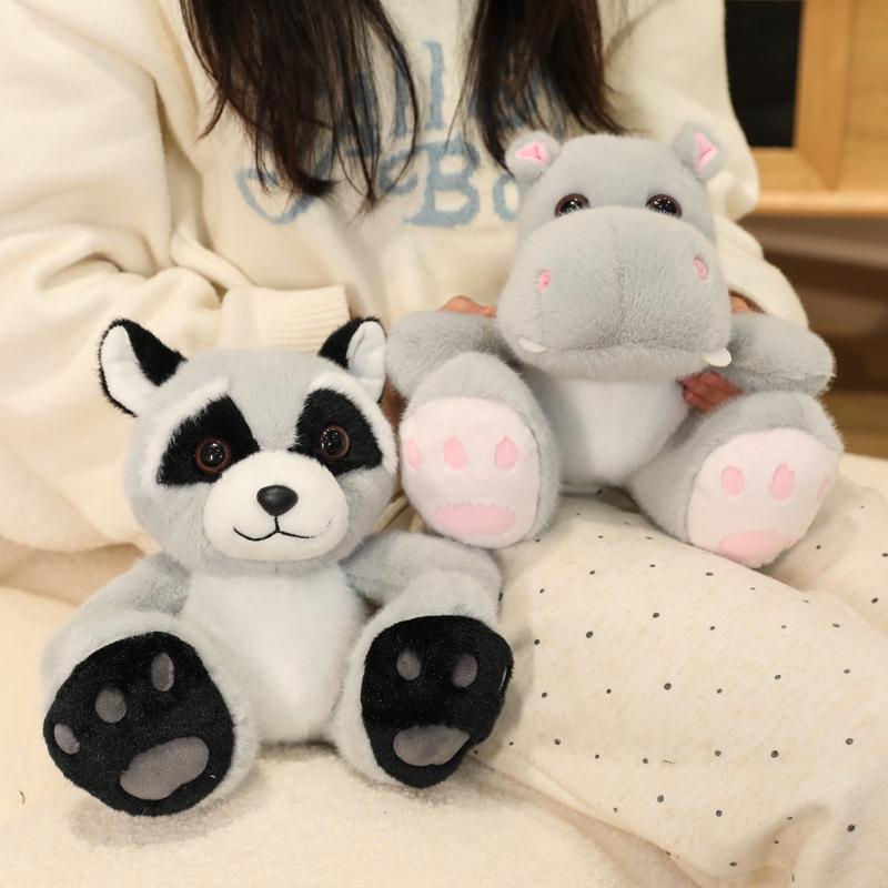 Cute Big-Footed Wildlife Plush Toy Cartoon Bear Elephant Cat Doll Soft Hippo Rabbit Horse Pillow Mouse Raccoon Panda Stuffed Toy