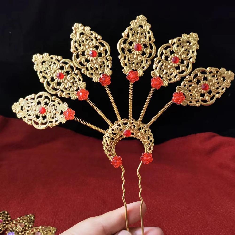 Flower Thai Hair Sticks Gold U-shaped Hair Fork Antique Ethnic Style Hair Accessories  Daily