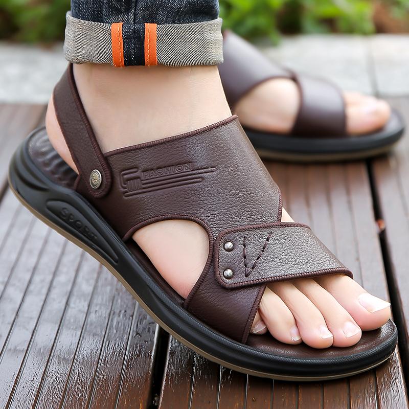 FashionClassic Brand Men's Leather Casual Shoes Hollowed Out Summer Sandals Soft Sole Comfortable Men's Flat Shoes Free Delivery
