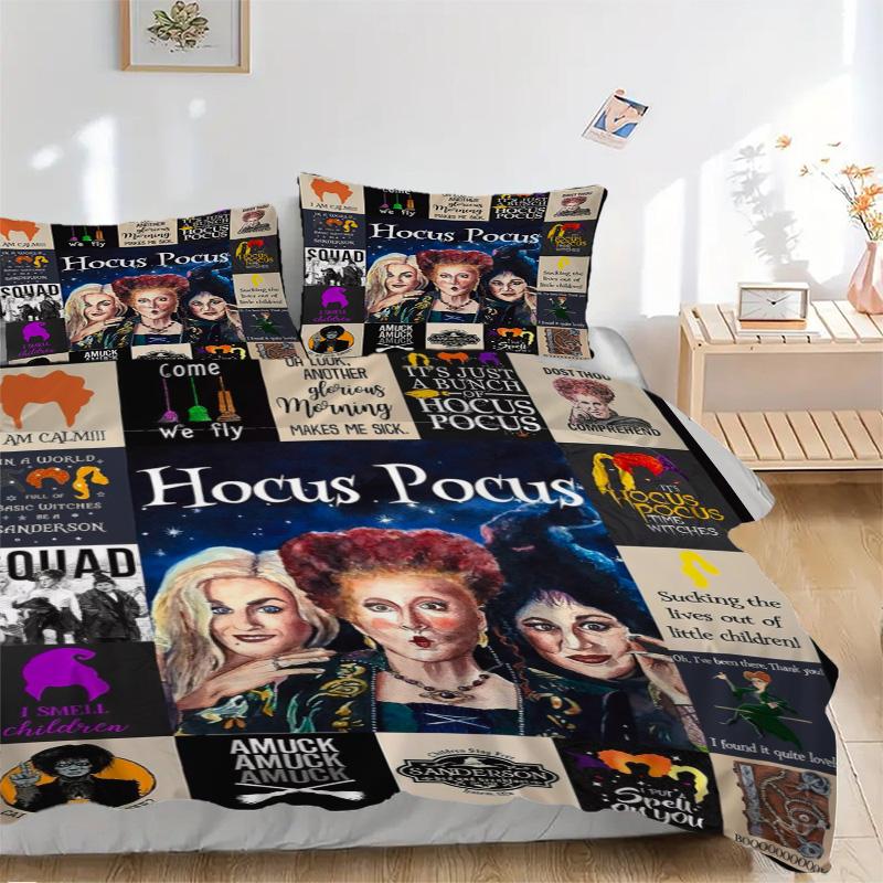 Hocus Pocus Spell Collage Print 3Pcs Bedding Setduvet Cover With 2 Bedropillowcase Home Birthday Gift