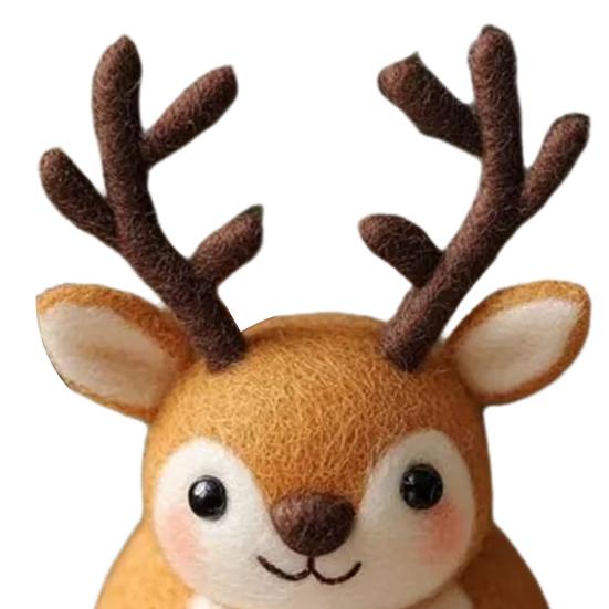 Felt Reindeer Figurine Handmade Elk Christmas Decoration Cute Small Wool Felt Crafts for Winter Holiday Tiered Tray Home Table Decor