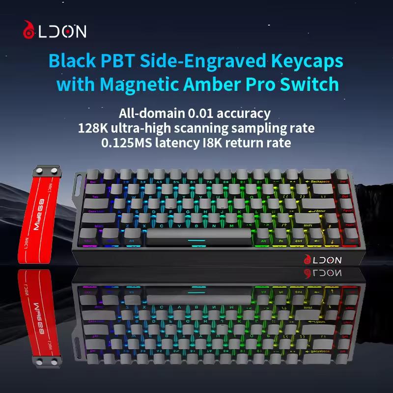 LDON 68 New Model RGB Wired Mechanical Keyboard 8000Hz Magnetic Switch 68 Laser Keys for PC Desktop Gaming Operation