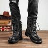 2025 толстая подошва увеличивающая рост новые высокие полусапоги в стиле панк, рабочие ботинки Мартин, мужские зимние нескользящие универсальные ботинки