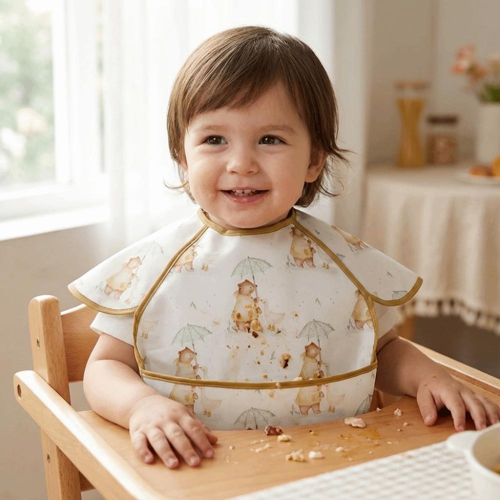 Sleeveless Design Feeding Bib Reusable Fabric Full Body Cover Bib  Toddler Feeding