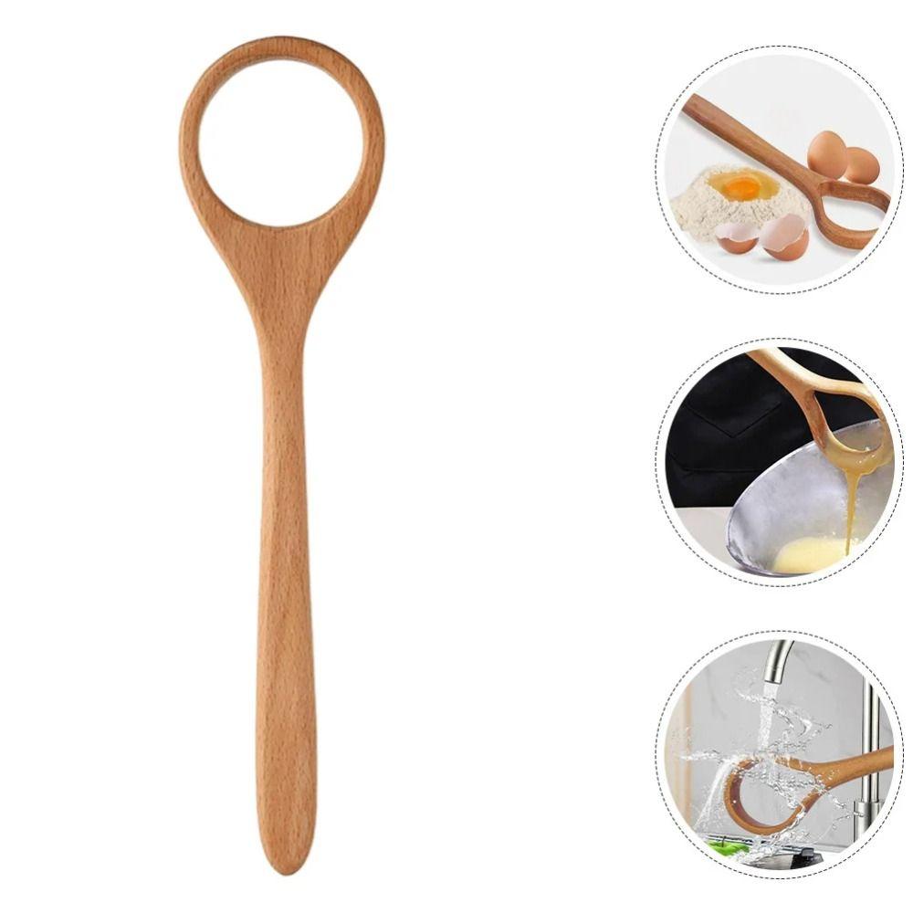 Comfortable Grip Wooden Dough Whisk Long Handle Manual Stirring Rod Egg Whisking