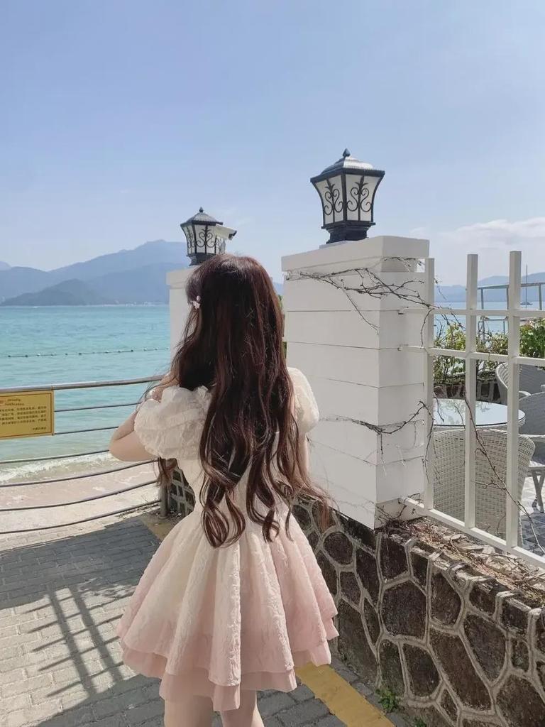 2025 Sweet Gradient Princess Puffy Dress - French Summer Style, Slim Waist