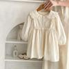 Детское осеннее платье с длинными рукавами для маленьких девочек, однотонная юбка, милые детские платья с воротником Питер Пэн для девочек, bafanou 22389