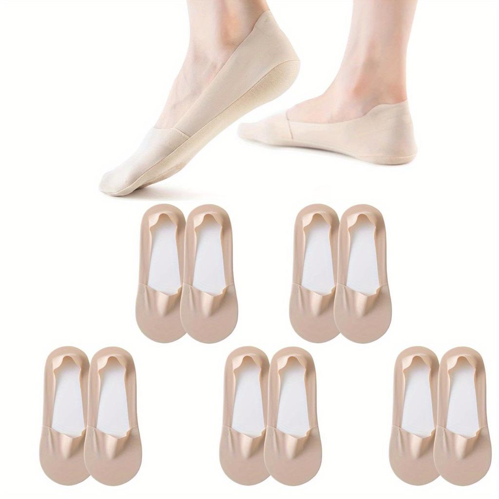Женские носки-невидимки 5-8 пар - нескользящие низкие подкладки для плоской обуви и лодочек, дышащие и невидимые