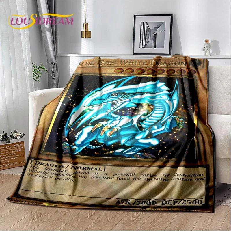 2025 New Yu-Gi-Oh Blue Eyes Dragon Monster Gold Card Cartoon Game Soft Blanket,Soft Throw Blanket for Home Bedroom Bed Sofa Gift