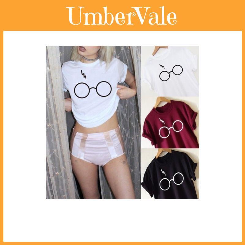 Tshirt Dete Tendance Femme Casual Glasses Impression Basique Tee Haut Shirts