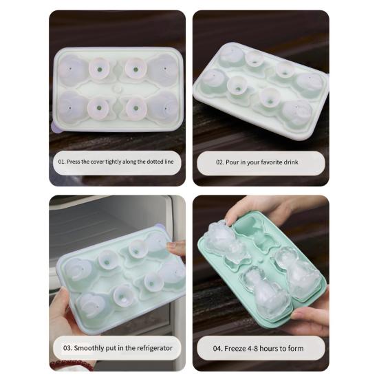 Силиконовый лоток для кубиков льда для кошек, 4 полости, пищевой легкосъемный холодильник, летний коктейль, виски, 3D форма для приготовления льда для котенка, кухонные принадлежности