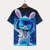 Fashion 3D Printed Rabbit T-shirt Men's Animal Pattern T-shirt Round Neck T-shirt Summer Street Wear Short Sleeved T-shirt Top