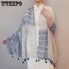 Ethnic Style Shawl Travel Sun Protection Beach Scarf Bohemian Cotton and Linen Scarf